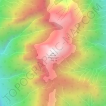 Carte topographique Mount Wrottesley, altitude, relief
