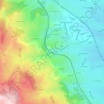Carte topographique Le Bas du Bourg, altitude, relief