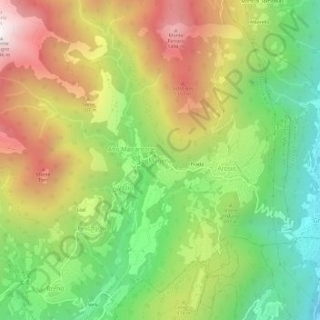 Carte topographique Mugena, altitude, relief