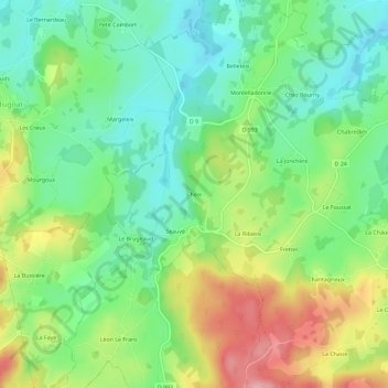 Carte topographique Cheix, altitude, relief