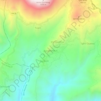 Carte topographique Aguemmoun, altitude, relief