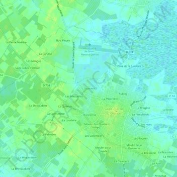 Carte topographique L'Oumière, altitude, relief