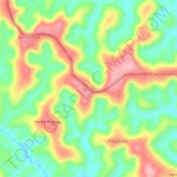 Carte topographique Ndjili, altitude, relief