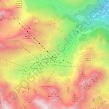 Carte topographique La Mongie, altitude, relief