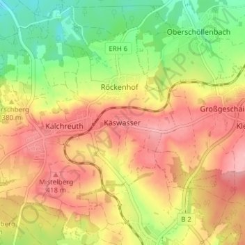 Carte topographique Käswasser, altitude, relief
