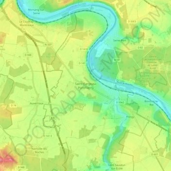 Carte topographique Saint-Fargeau-Ponthierry, altitude, relief