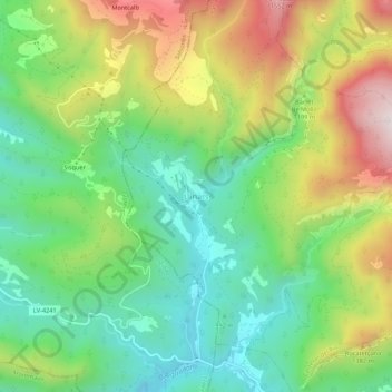 Carte topographique Llinars, altitude, relief