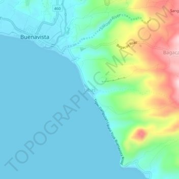 Carte topographique Libas, altitude, relief