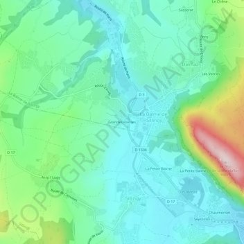 Carte topographique Grandes Raisses, altitude, relief