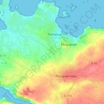 Carte topographique Saint-Laurent, altitude, relief