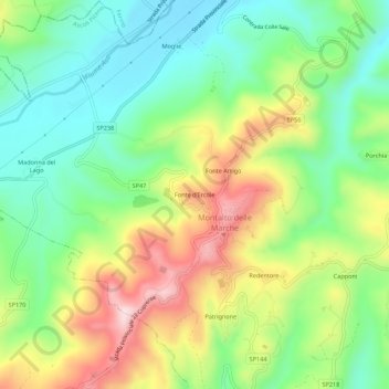 Carte topographique Fonte d'Ercole, altitude, relief