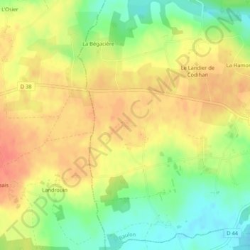 Carte topographique Couabot, altitude, relief