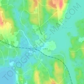 Carte topographique Åryd, altitude, relief