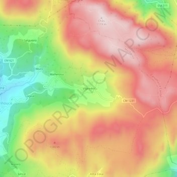 Carte topographique Vilarinho, altitude, relief