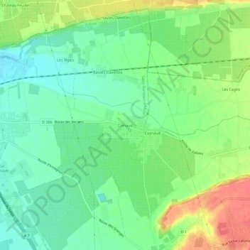 Carte topographique Coinaud, altitude, relief
