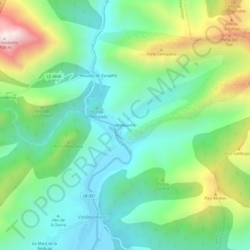 Carte topographique Montuerto, altitude, relief