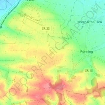 Carte topographique Oberholzen, altitude, relief