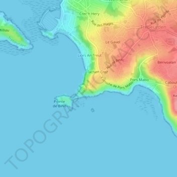 Carte topographique Pointe de Bihit, altitude, relief