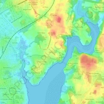 Carte topographique Kerhervy, altitude, relief