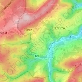 Carte topographique Oufny, altitude, relief