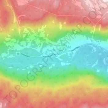 Carte topographique Hovet, altitude, relief