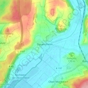 Carte topographique Dauernheim, altitude, relief