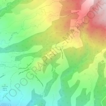 Carte topographique Piton Bloc, altitude, relief