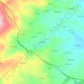 Carte topographique Muradelle, altitude, relief