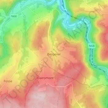 Carte topographique Bergeval, altitude, relief
