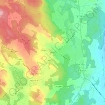 Carte topographique Chanizieu, altitude, relief