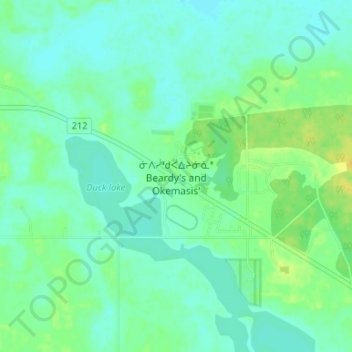 Carte topographique Beardy's and Okemasis', altitude, relief