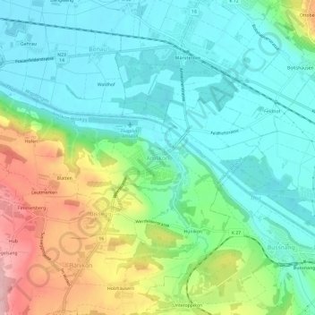 Carte topographique Amlikon, altitude, relief