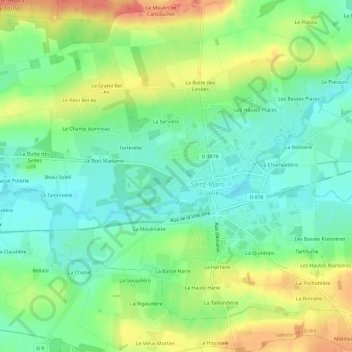 Carte topographique La Basse Cour, altitude, relief