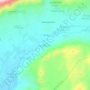 Carte topographique Ighalen, altitude, relief