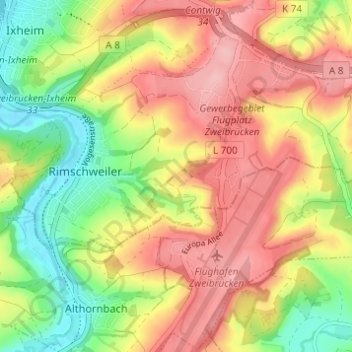 Carte topographique Alsterhof, altitude, relief