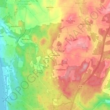 Carte topographique Weiherweber, altitude, relief