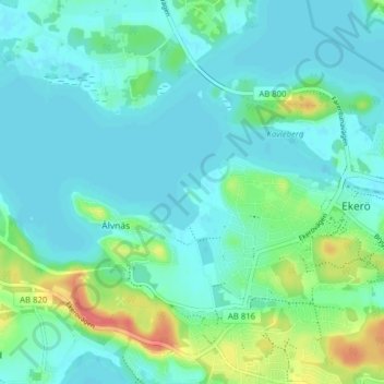 Carte topographique Tranholmen, altitude, relief