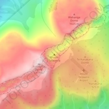 Carte topographique Mount Tarawera, altitude, relief