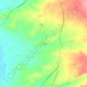 Carte topographique Torrefeta, altitude, relief