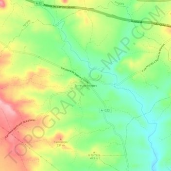 Carte topographique Torres de Montes, altitude, relief