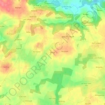 Carte topographique Kervac, altitude, relief