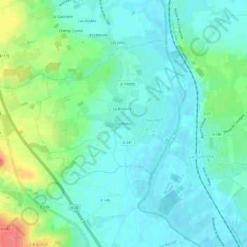 Carte topographique Les Rottes, altitude, relief