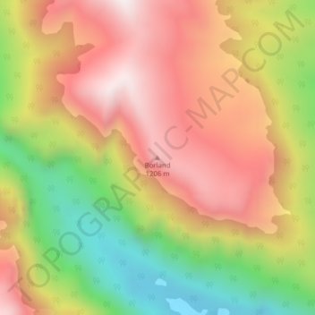 Carte topographique Borland, altitude, relief