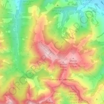 Carte topographique La Riserva, altitude, relief