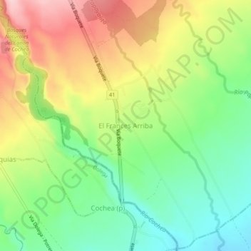 Carte topographique El Frances Arriba, altitude, relief