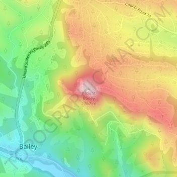Carte topographique Mount Bailey, altitude, relief