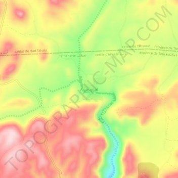 Carte topographique Agoujgal, altitude, relief