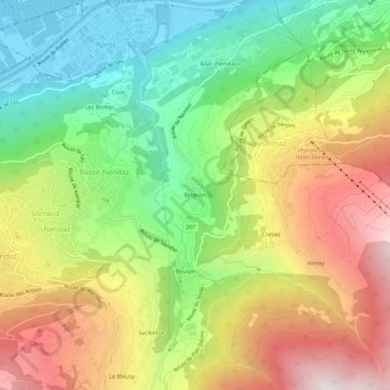 Carte topographique Brignon, altitude, relief
