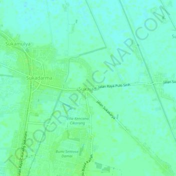 Carte topographique Sukajadi, altitude, relief