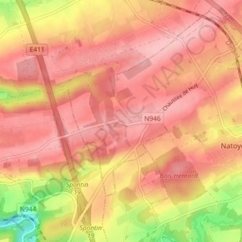 Carte topographique Mianoye, altitude, relief